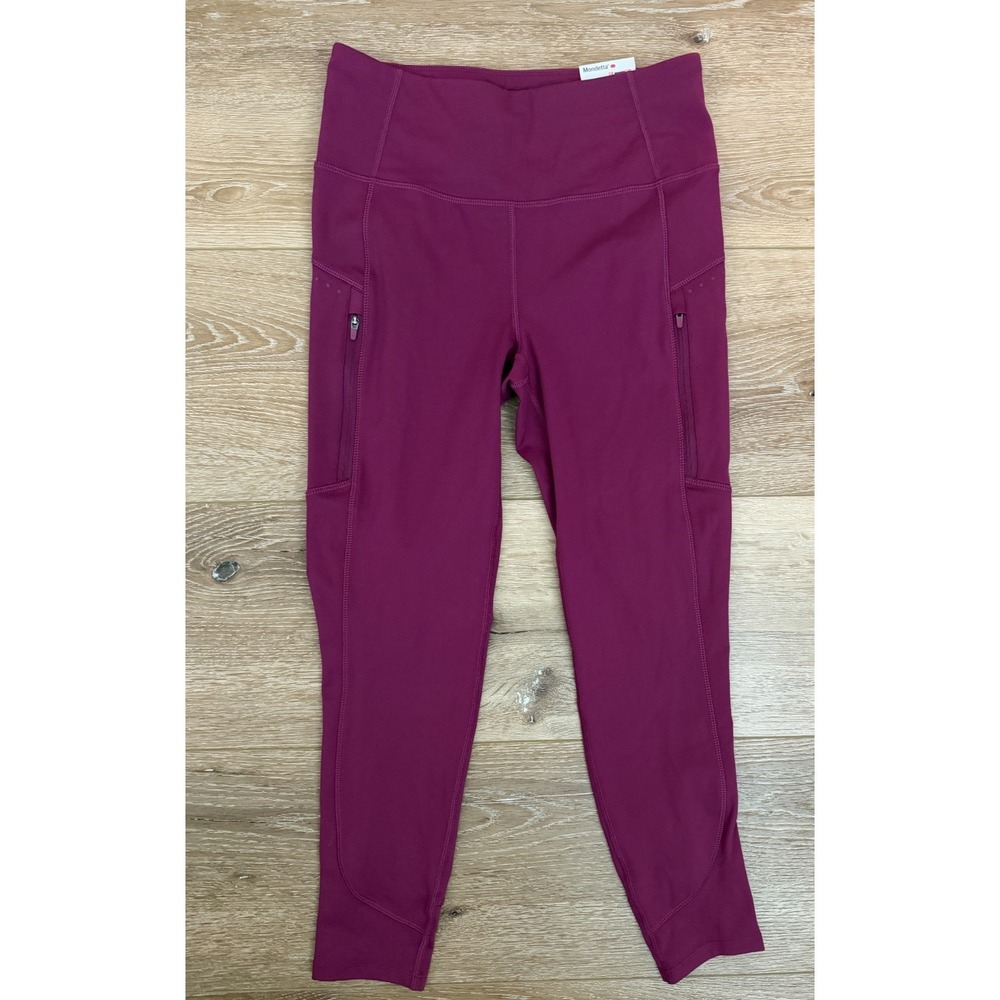 Mondetta Women's Reflective High Rise Capri Leggings Small Deep Purple NWT
